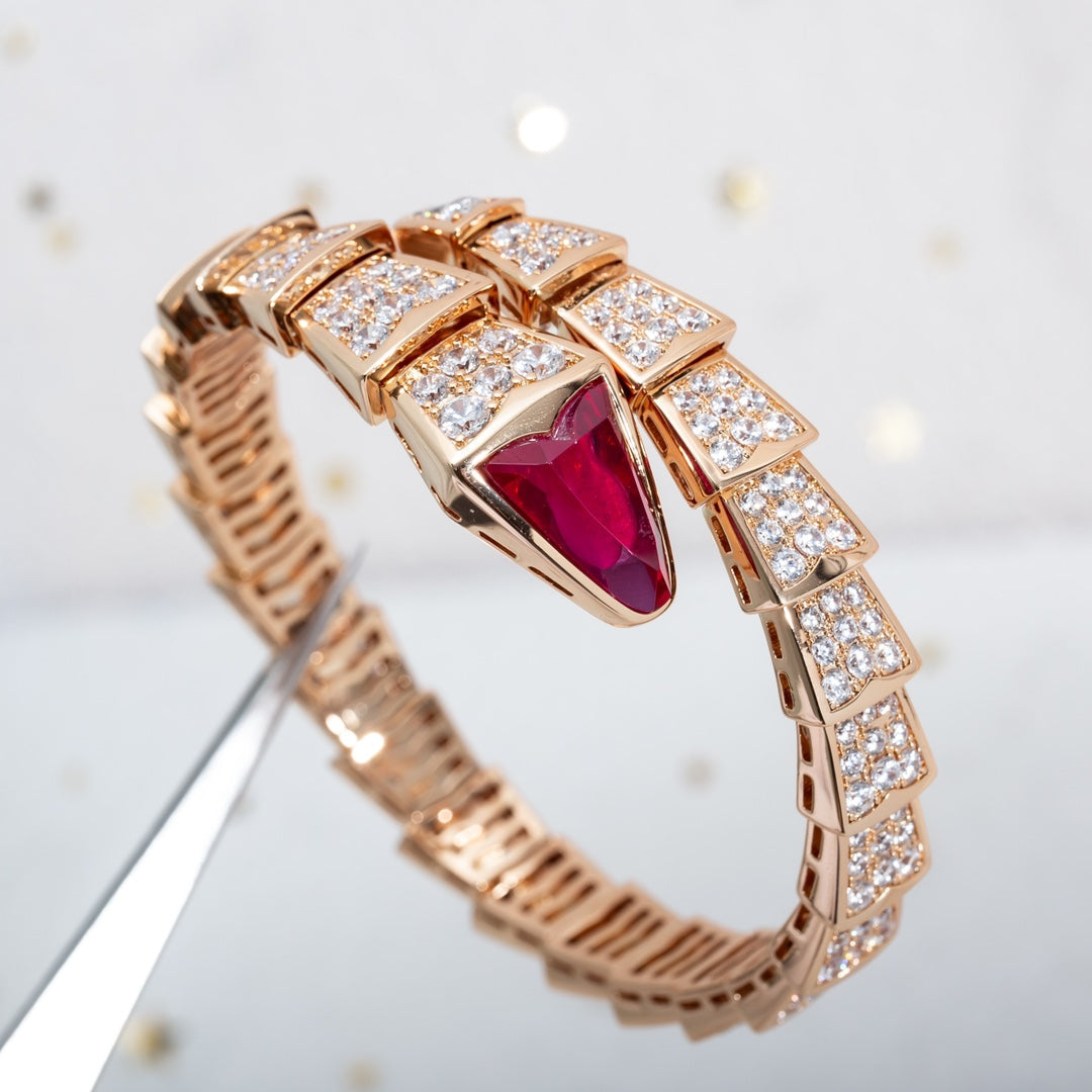 Bvlgari Serpenti Bracelet 8MM Pink Gold Cubic Zirconia - 345201