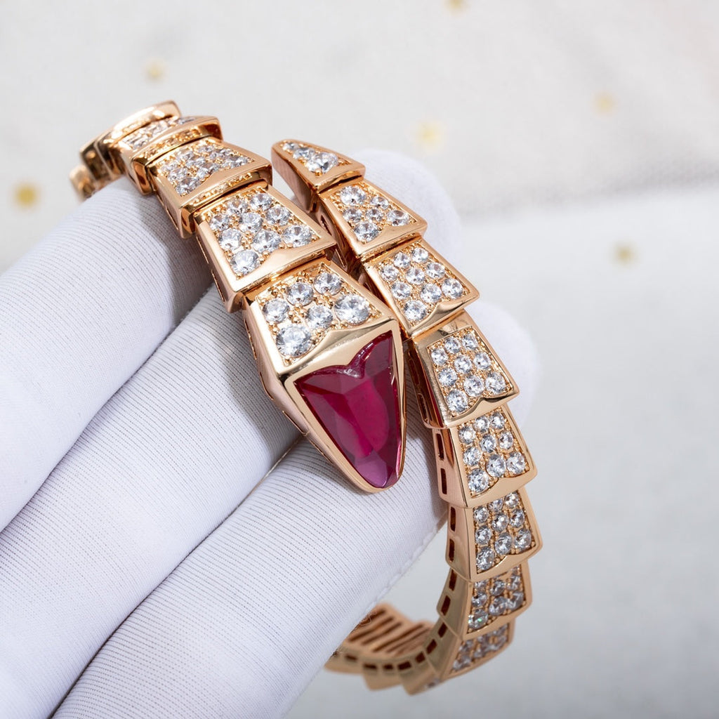 Bvlgari Serpenti Bracelet 8MM Pink Gold Cubic Zirconia - 345201