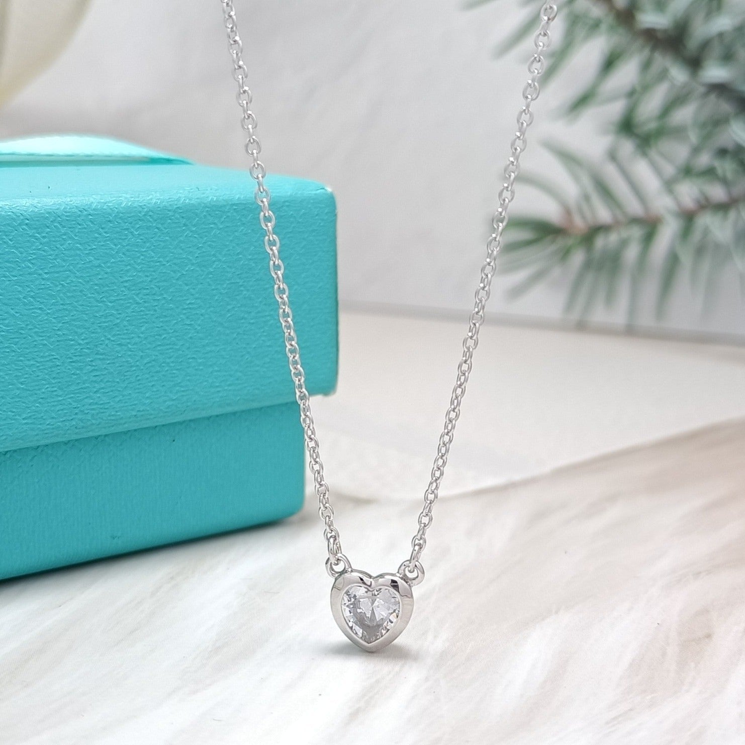 Tiffany Heart Big Cubic Zirconia Necklace