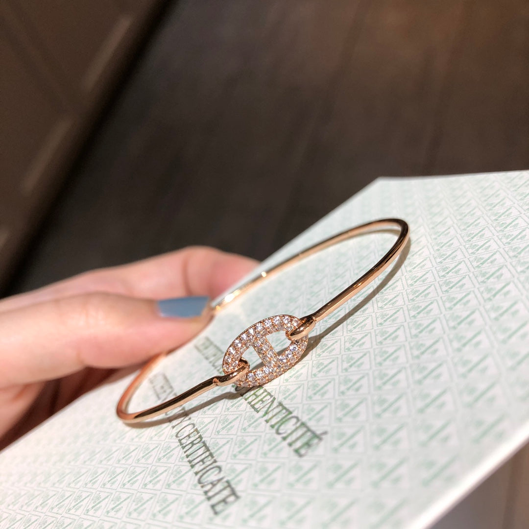 Hermes Chaine Bracelet Cubic Zirconia