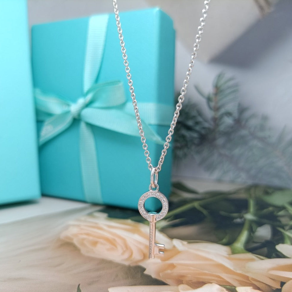Tiffany Mini Key Necklace Diamond