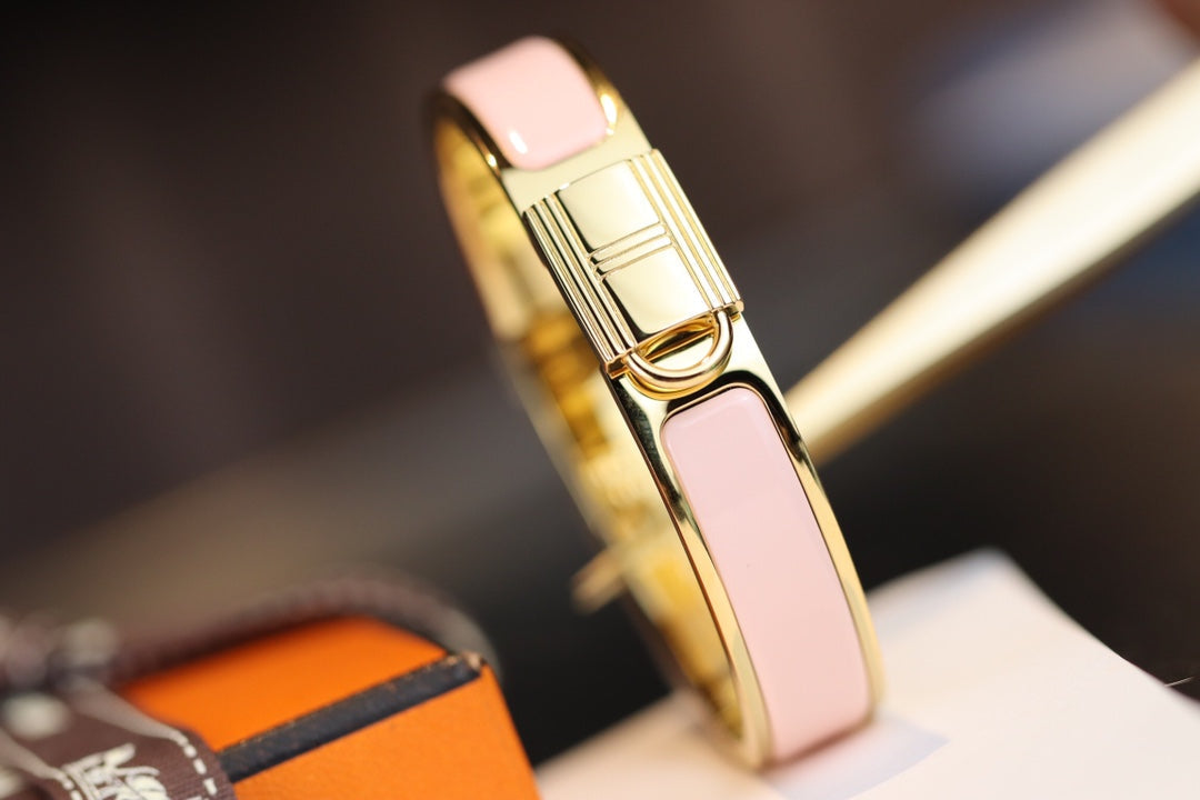 Hermes H Lock Pink Gold Bracelet 12MM
