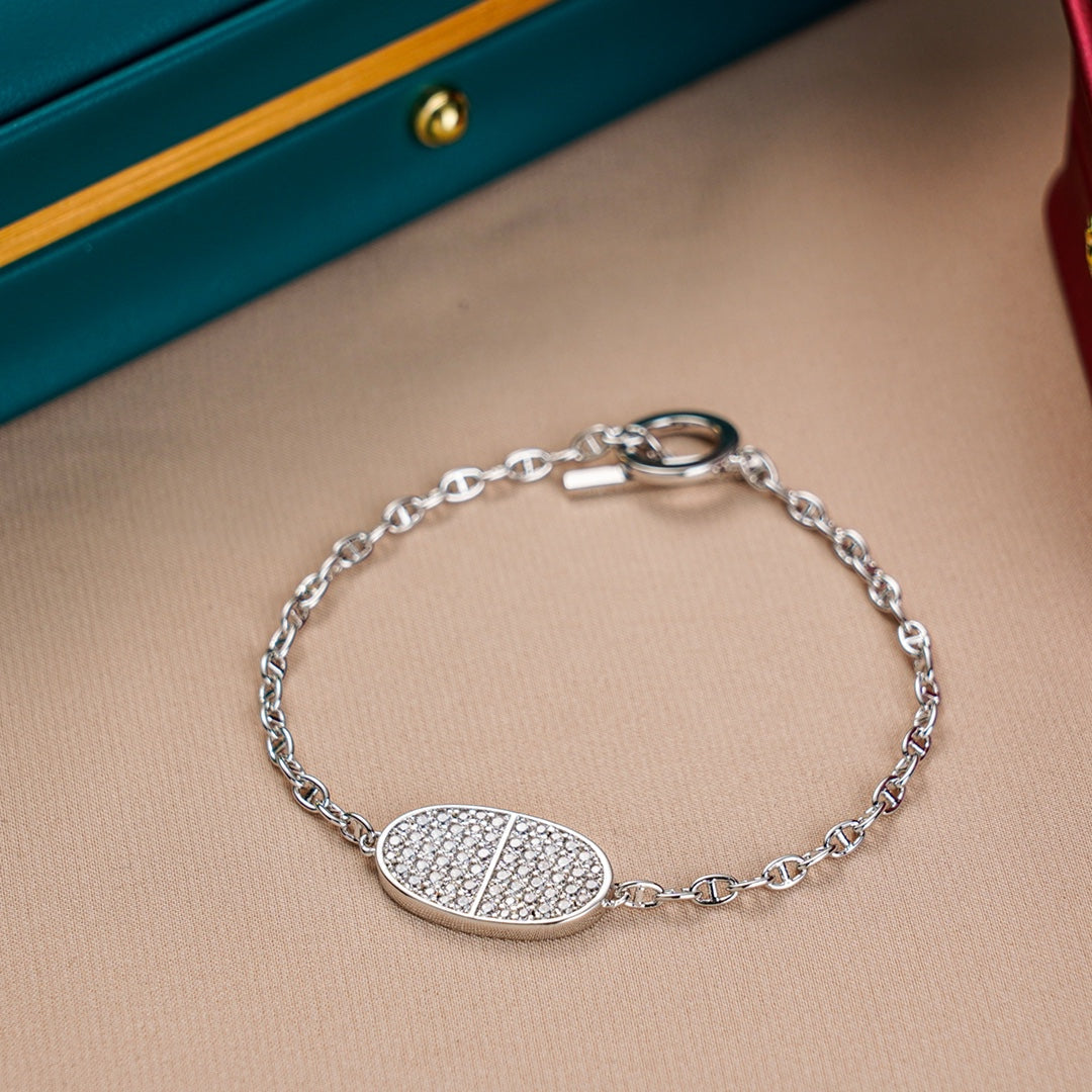 Hermes Chaine Verso Cubic Zirconia Bracelet