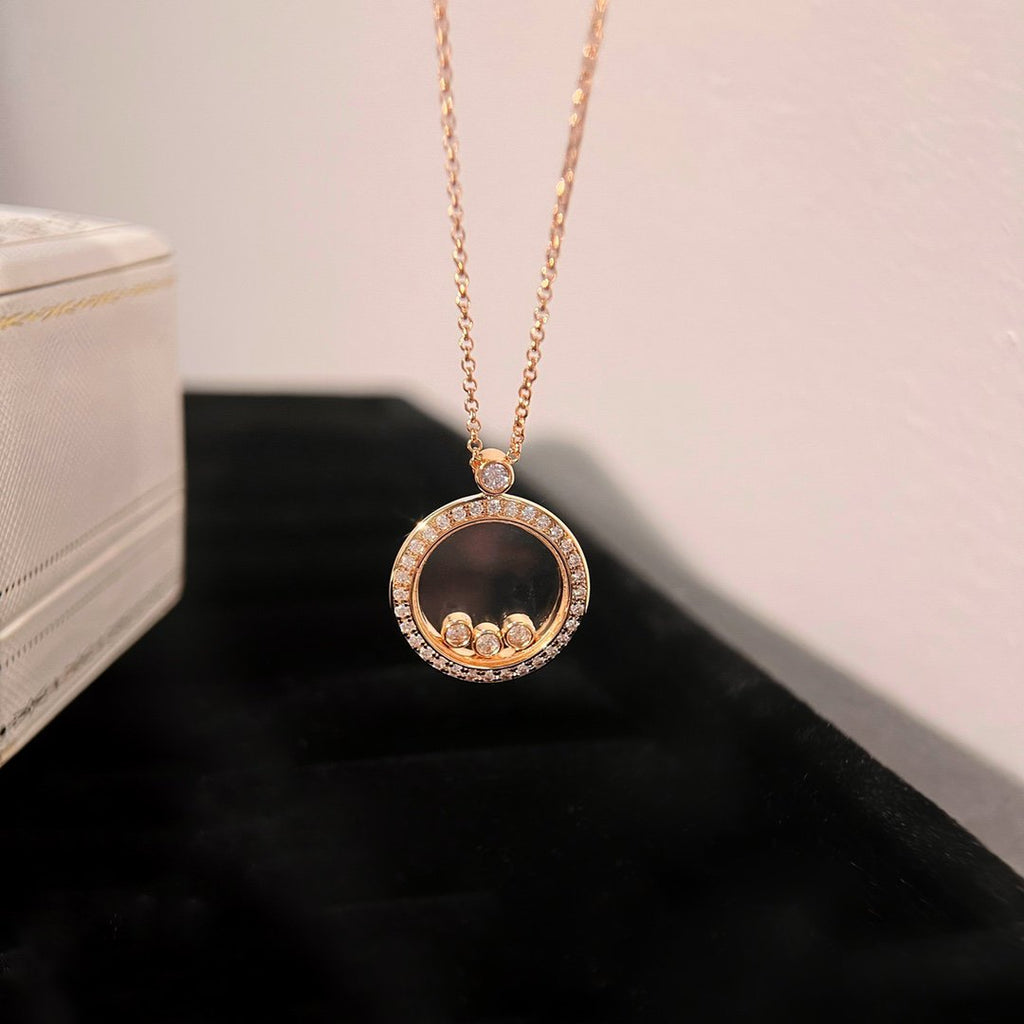 Chopard Happy Heart Cubic Zirconia Pink Gold Necklace