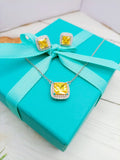 Tiffany Sparklers Citrine Gemstone Pendant Necklace Sterling Silver