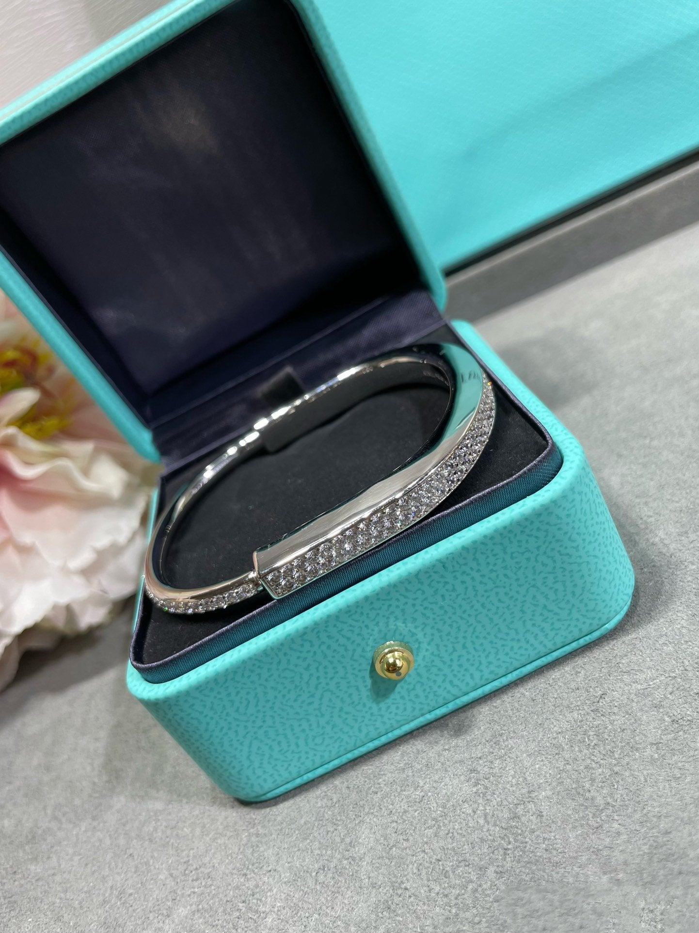 Tiffany Lock Bracelet Cubic Zirconia Paved