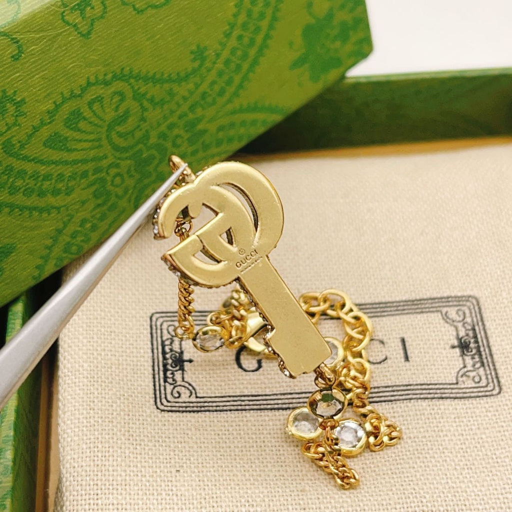 Gucci Double Crystal Key 18K Gold Bracelet