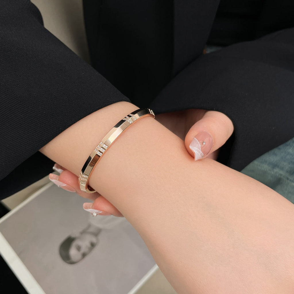 Tiffany Atlas Bracelet 6MM Cubic Zirconia Pink Gold