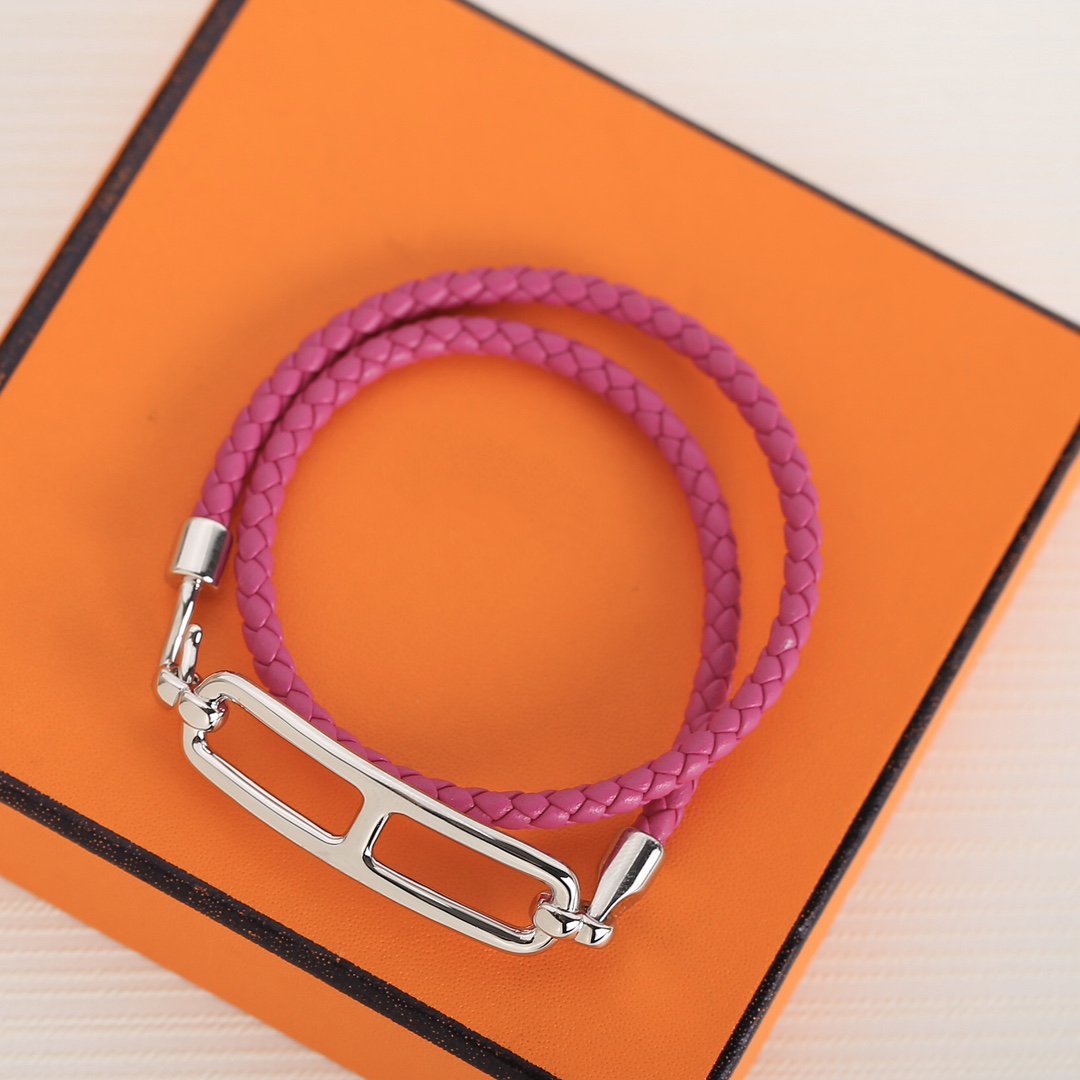 Hermes Toulis Double Tour Silver Bracelet