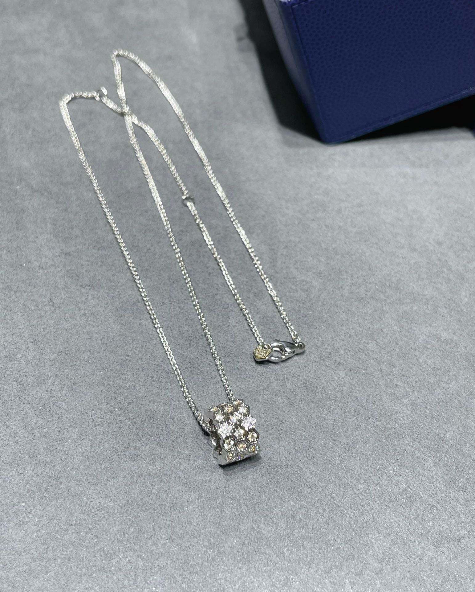Chaumet Bee Love Cubic Zirconia Paved 3 Row Necklace