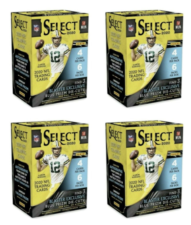 2020 Panini Select Football Blaster Box 4x Lot (Blue Prizm Die-Cuts)