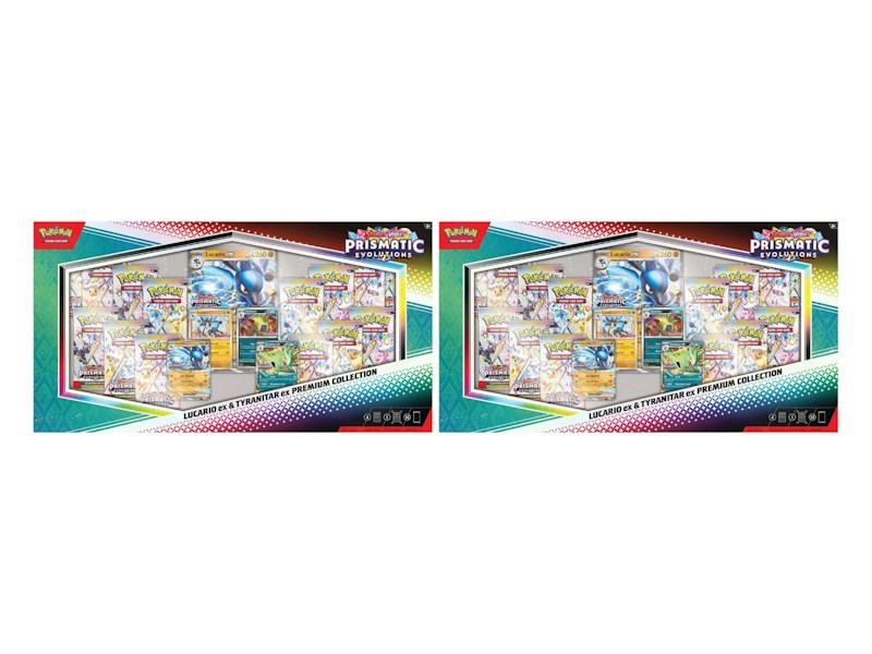 2025 Pokémon Scarlet & Violet Prismatic Evolutions Lucario ex & Tyranitar ex Premium Collection (Sam's Club Exclusive) 2x Lot