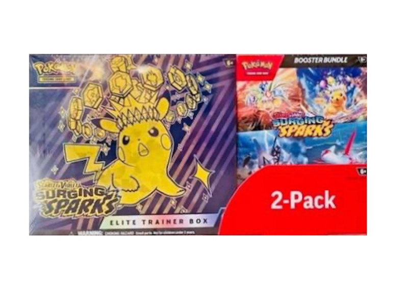 2025 Pokémon Scarlet & Violet Surging Sparks Elite Trainer Box & Booster Bundle Costco 2-Pack