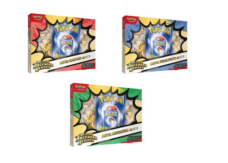 2026 Pokémon Mega Evolution Ascended Heroes Mega Emboar, Mega Feraligatr, Mega Meganium Ex Box Set