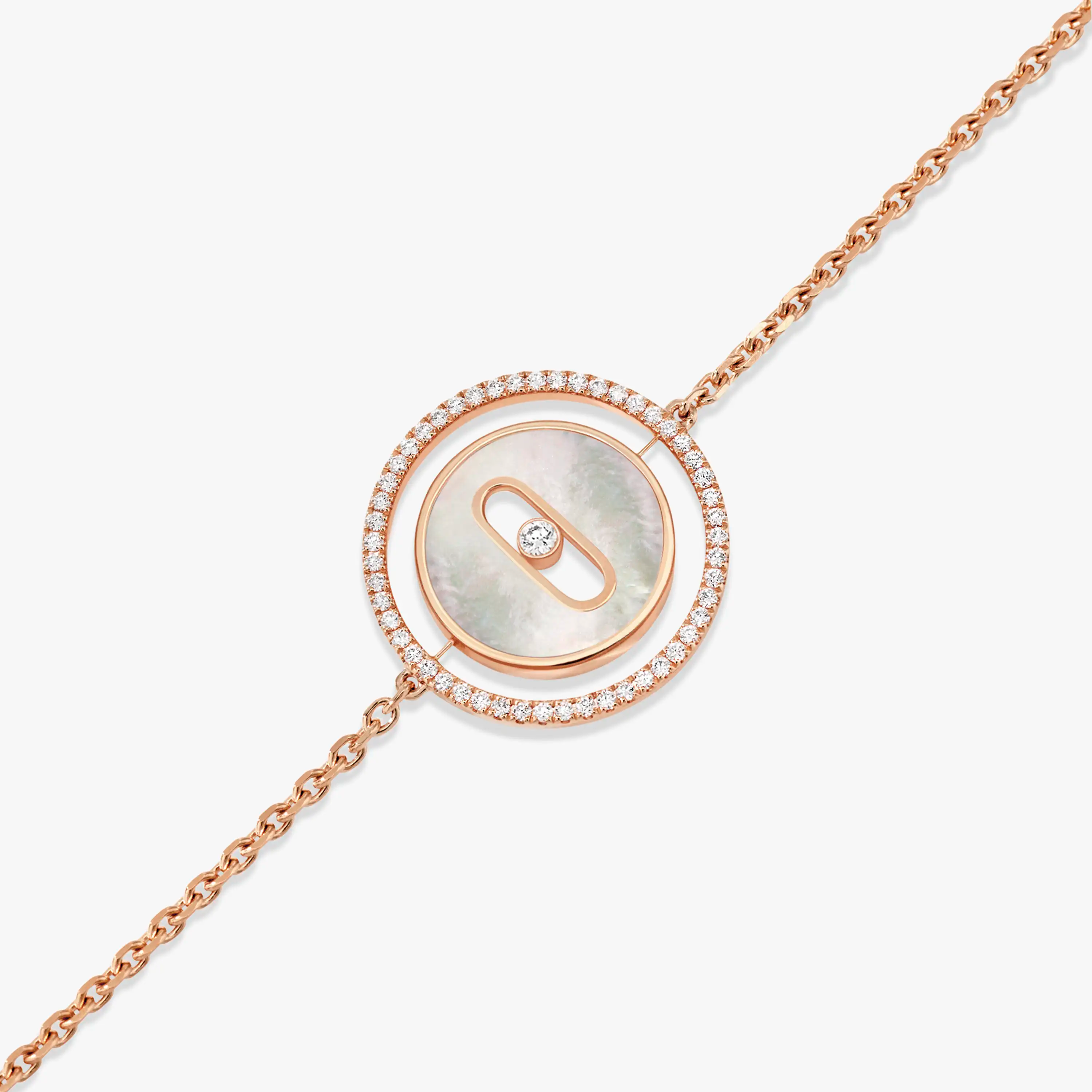 Messika Lucky Move White Mother of Pearl Pink Gold Cubic Zirconia Bracelet