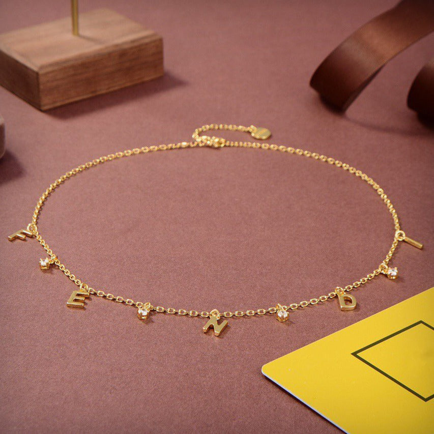 Fendi Fen Gold Diamond Necklace