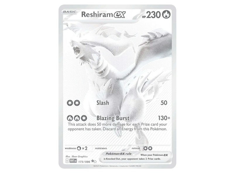 Reshiram ex 2025 Pokémon Scarlet & Violet White Flare Special Illustration Rare 173/086 Ungraded