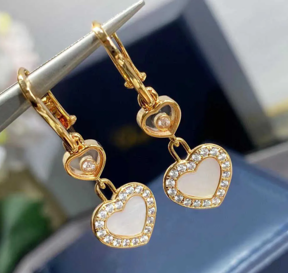 Chopard Happy Heart Cubic Zirconia Pink Gold Earrings