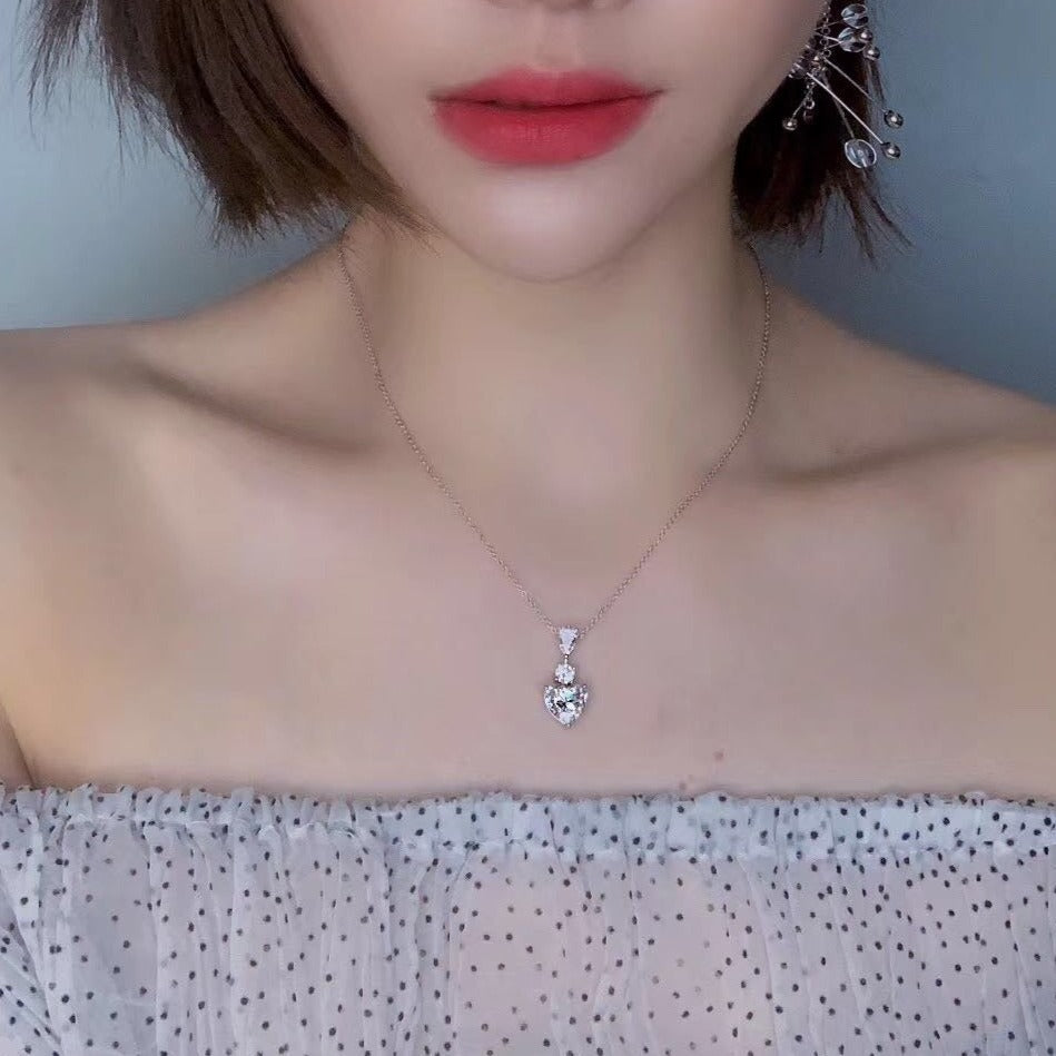 Graff Heart Water Silver Cubic Zirconia Paved Necklace