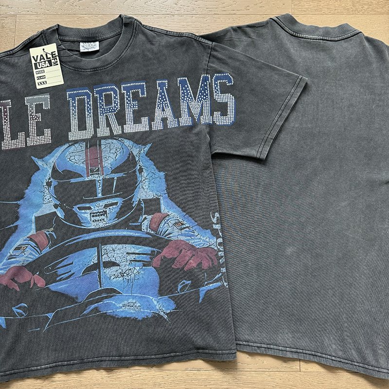 VALE USA Rhinestone Football Graphic Washed T-Shirt — comparison