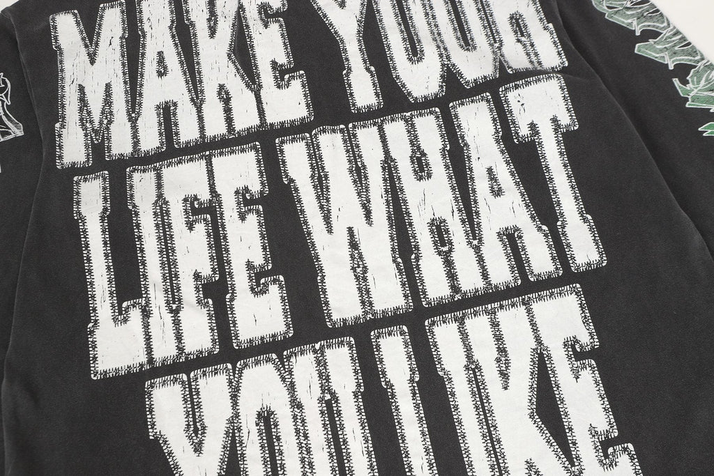 Godspeed Washed Black Skeleton Graphic Long-Sleeve T-Shirt — detail