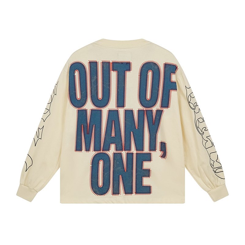 Godspeed Out of Many One Baseball Graphic Long-Sleeve T-Shirt — back