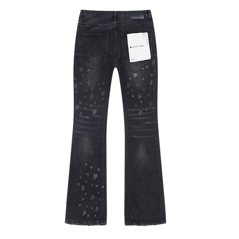 Purple Brand Rhinestone Flared Jeans — back