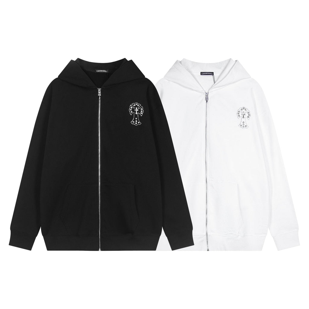 Chrome Hearts Floral Cross Graphic Full-Zip Hoodie — comparison