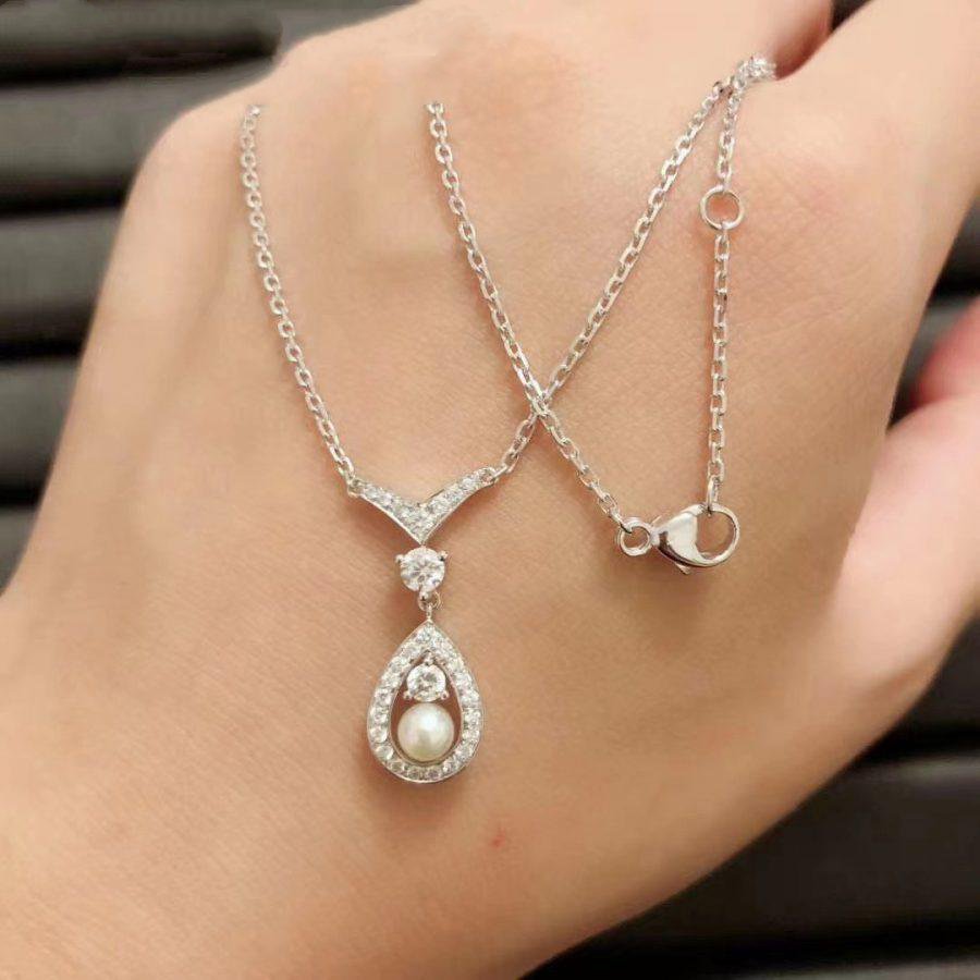Chaumet Josephine White MOP Silver Cubic Zirconia Necklace