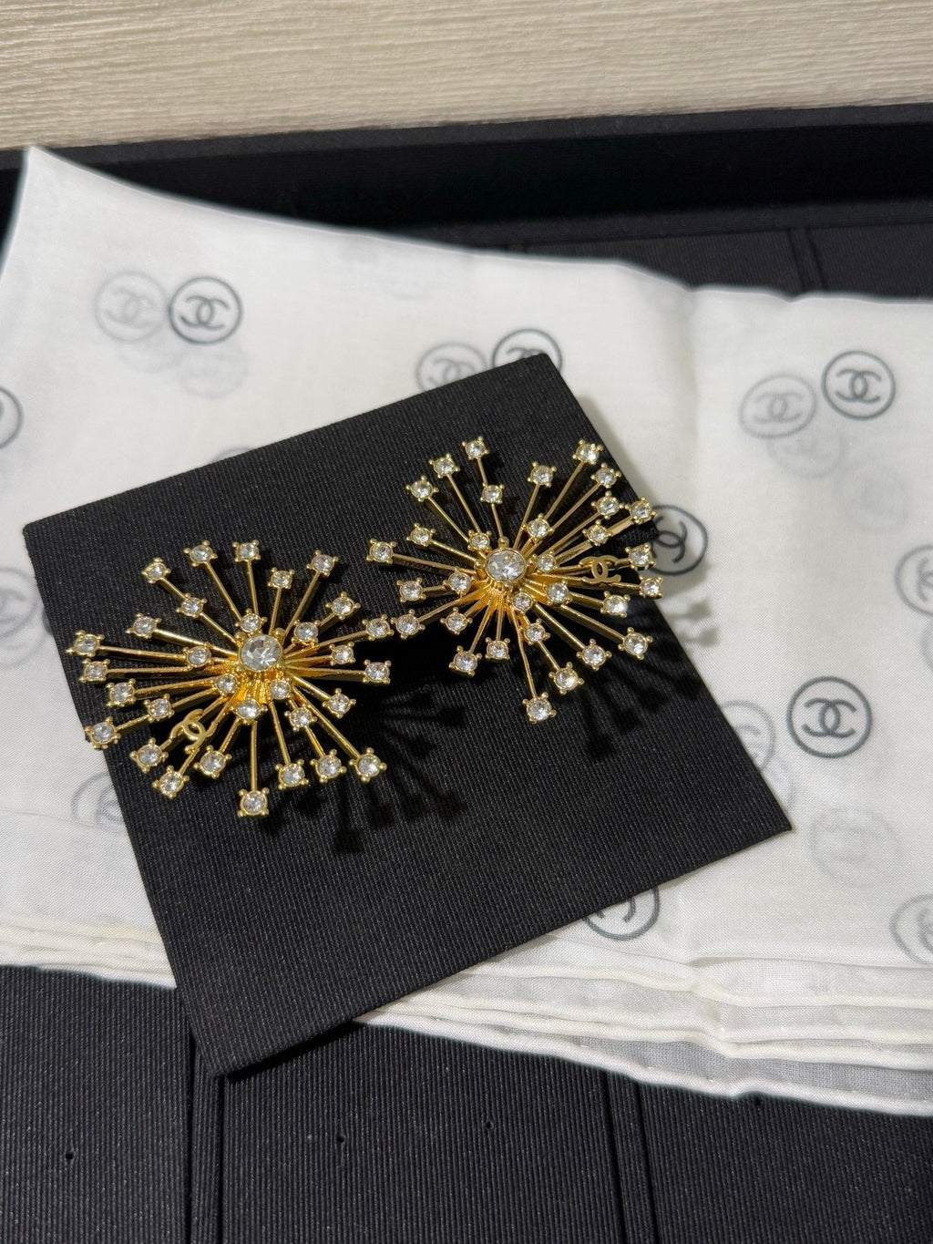 Chanel 2026 Sparkling Crystal Double C Firework Earrings