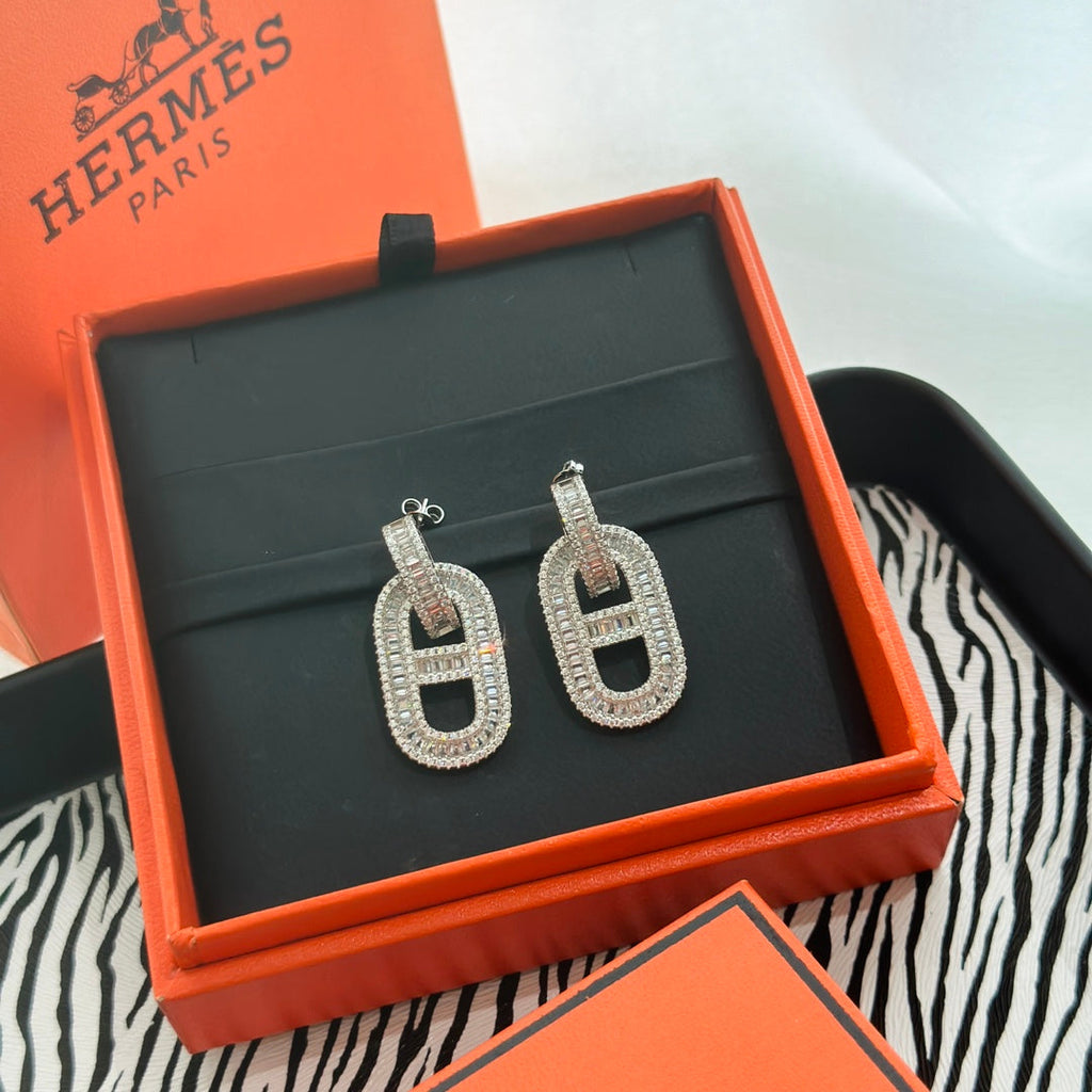 Hermes Diamonds 18K Gold Earrings