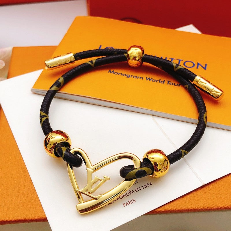 Louis Vuitton Heart Charm 18K Gold Bracelet