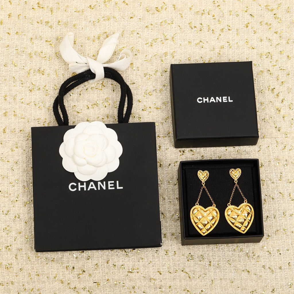 Chanel Coco Crush Heart Pendant 18K Gold Earrings
