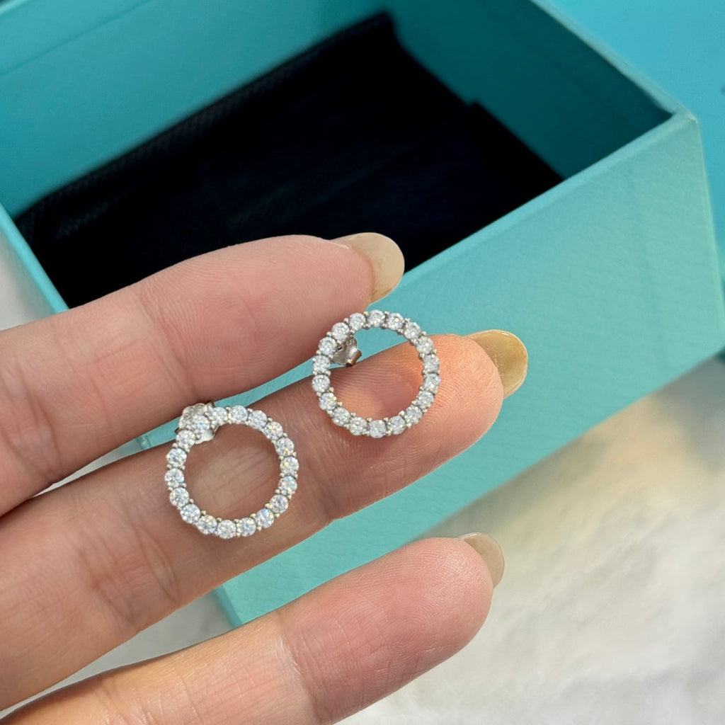 Tiffany Circle Diamonds 18K Gold Earrings