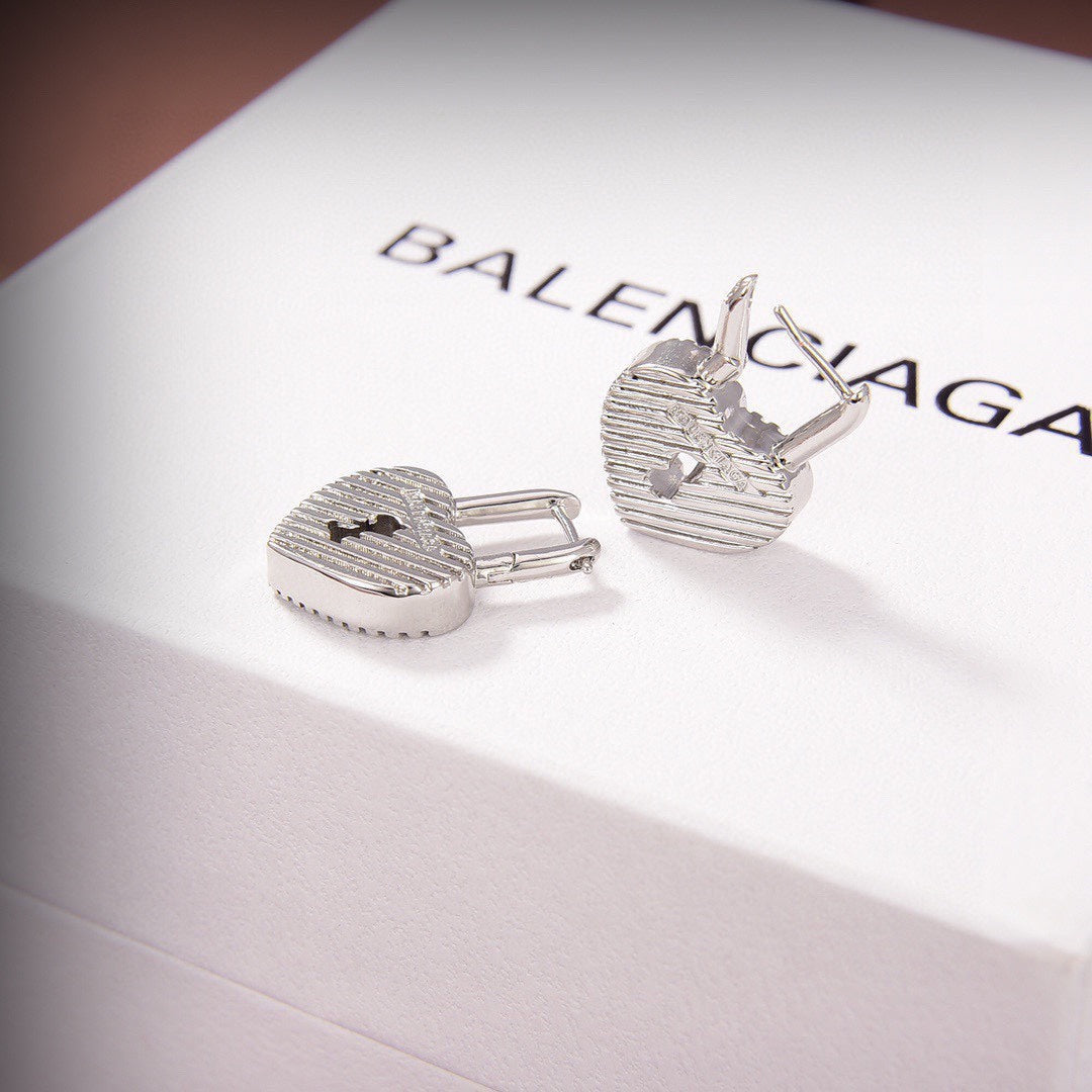 Balenciaga Hear Lock 18K Gold Earrings