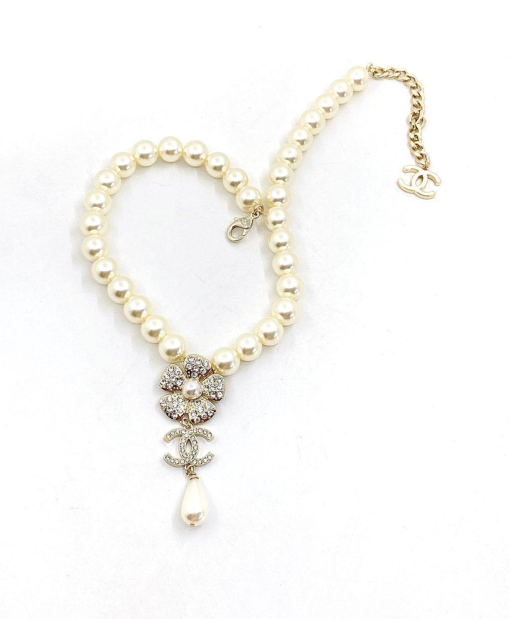 Chanel Pearls Chain Choker 18K Gold Necklace