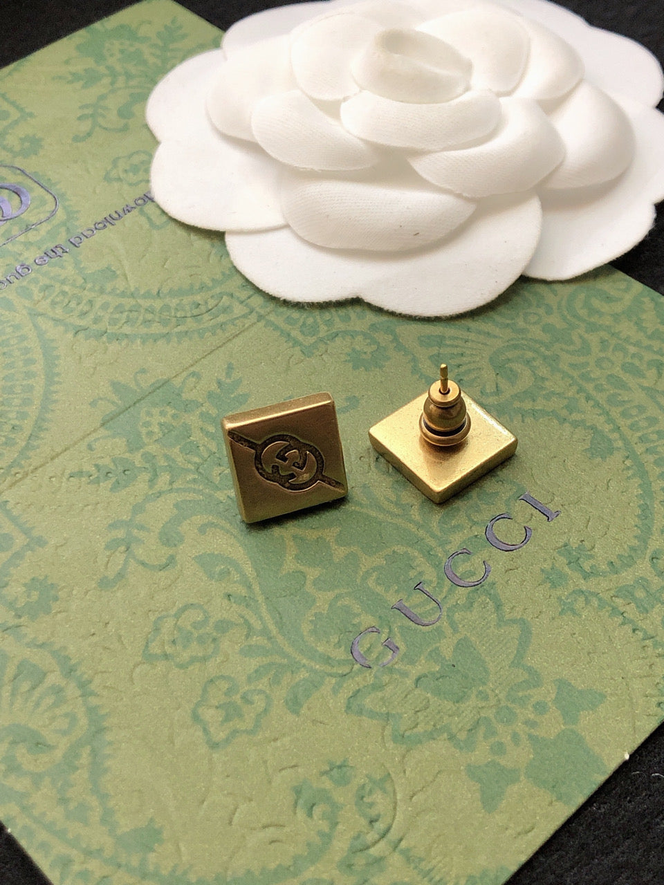 Gucci Double Cube 18K Gold Earrings