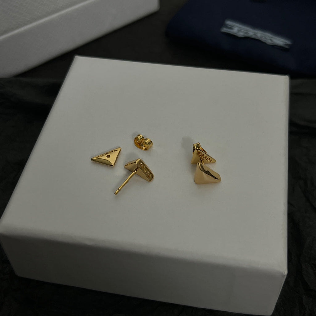 Prada Triangle 18K Gold Earrings