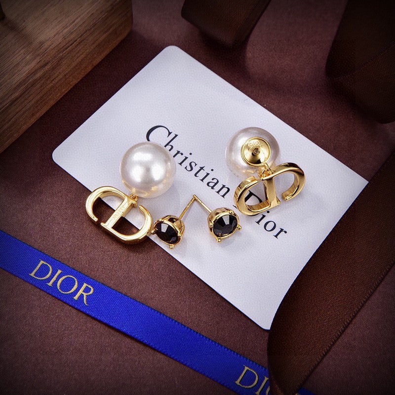 Dior Tribales Black Crystal 18K Gold Earrings