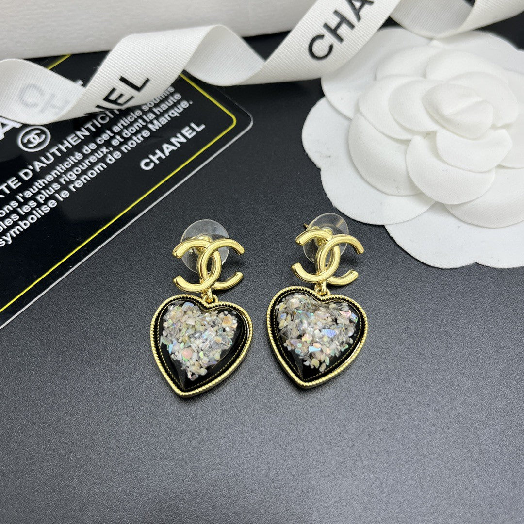 Chanel Multi-Color Crystals Heart 18K Gold Earrings