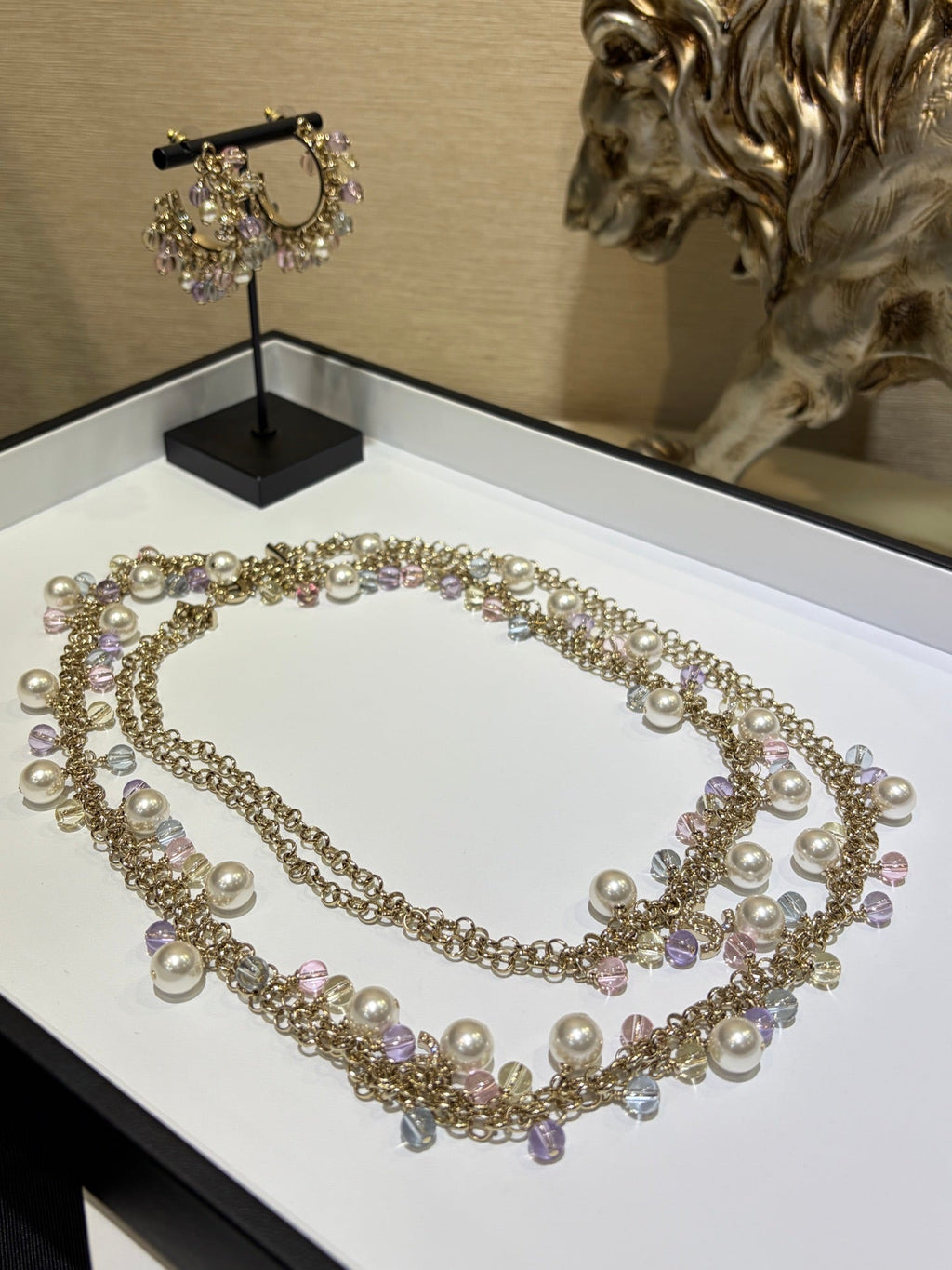 Chanel 2026 Colored Crystal Pearl Double C Long Necklace