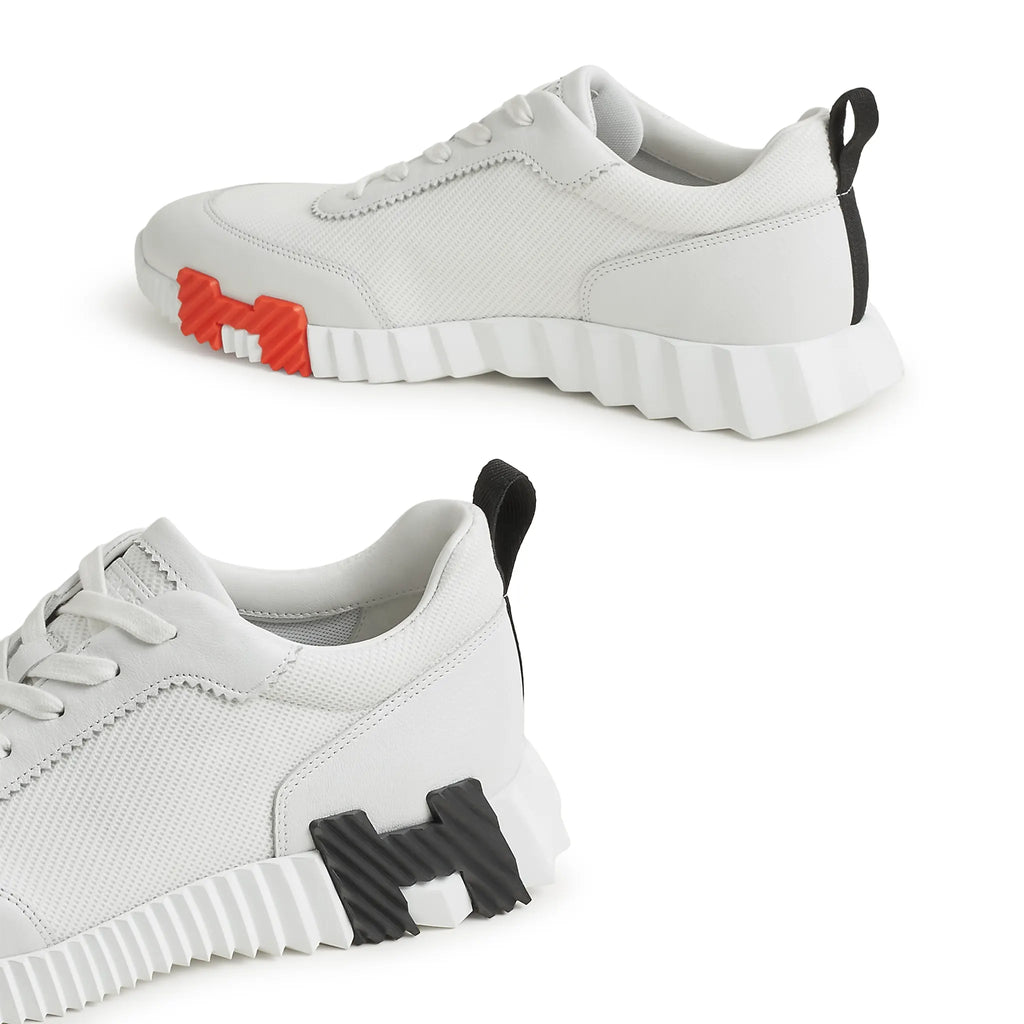 Hermes Paris Bouncing Mesh Leather Sneaker Blanc