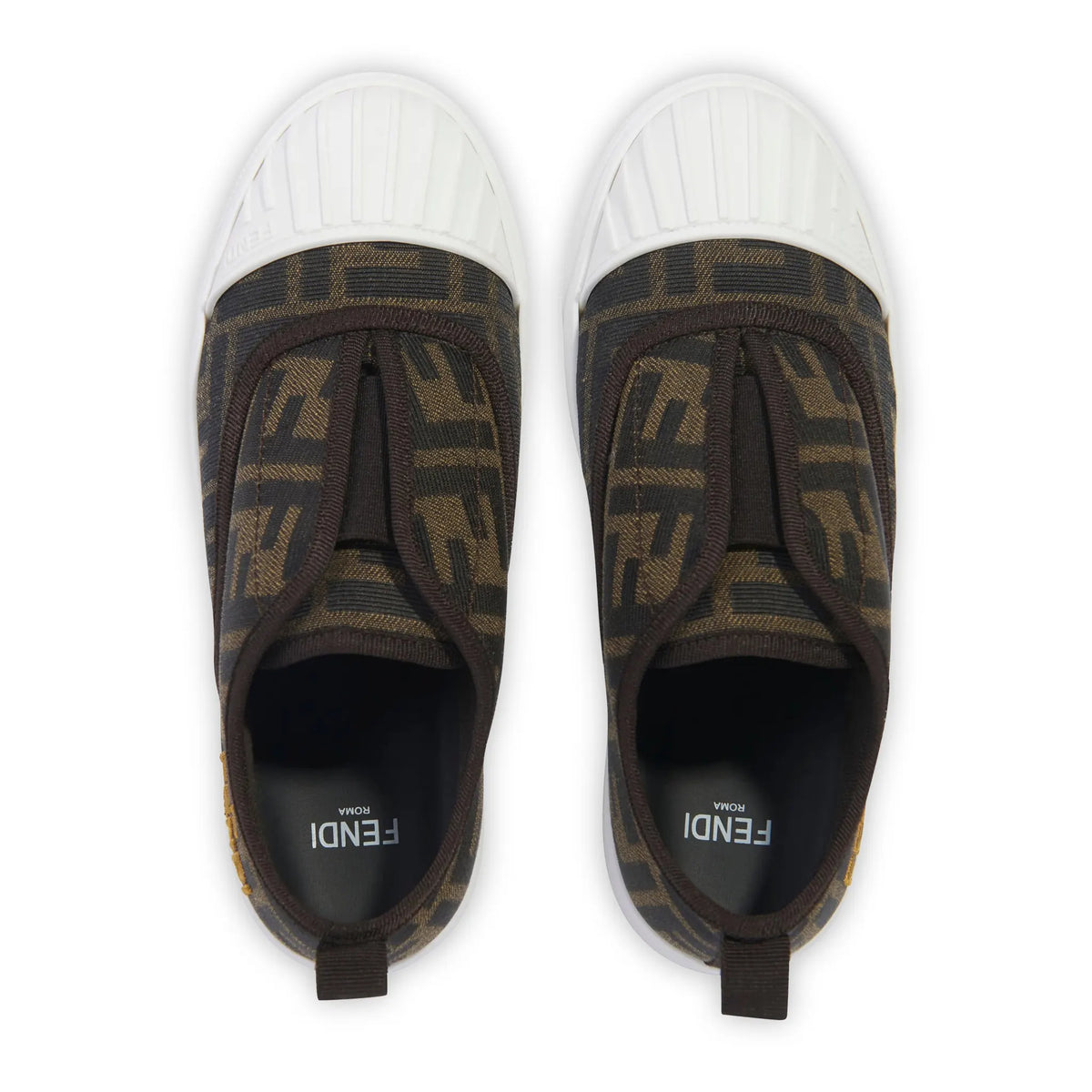 Fendi FF Logo Kids Brown Trainers - Black