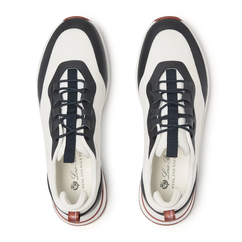 Loro Piana Week End Walk Frost White Sea Linen Mesh Sneaker